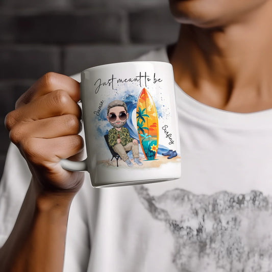 Custom chibi surfboard mug – unique gift ideas for surfer friends
