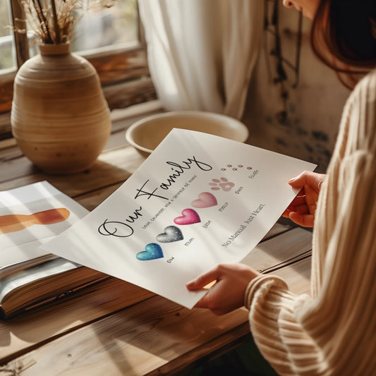 Custom heart and paw artwork for families