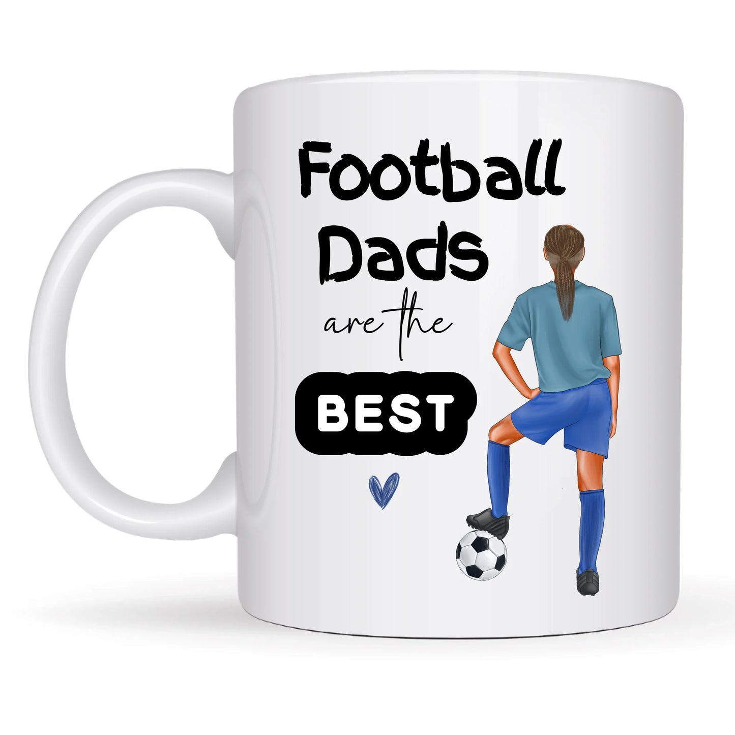 dad football gift mug with football teams kit and customisable colours