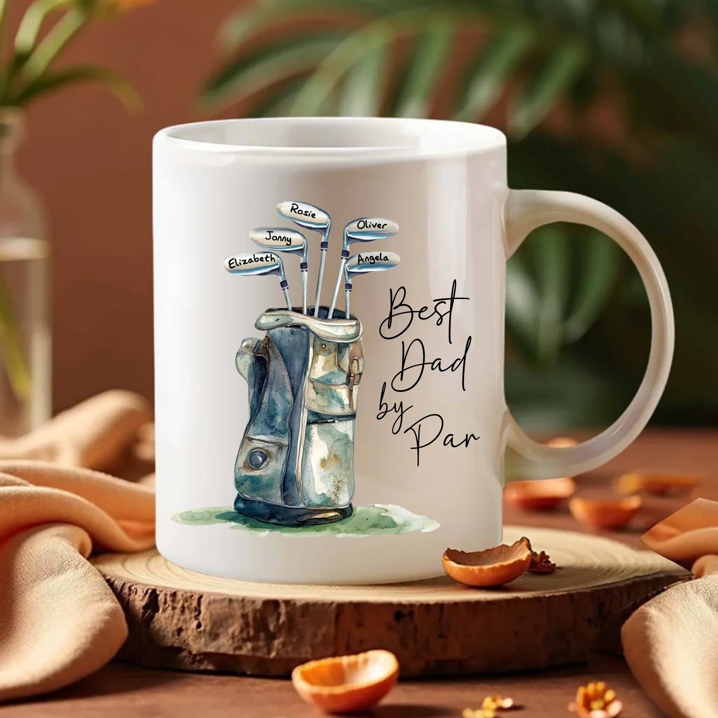 Custom golf bag illustration on mug