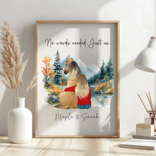 Custom illustrated horse rider art – thoughtful horse owner gift ideas