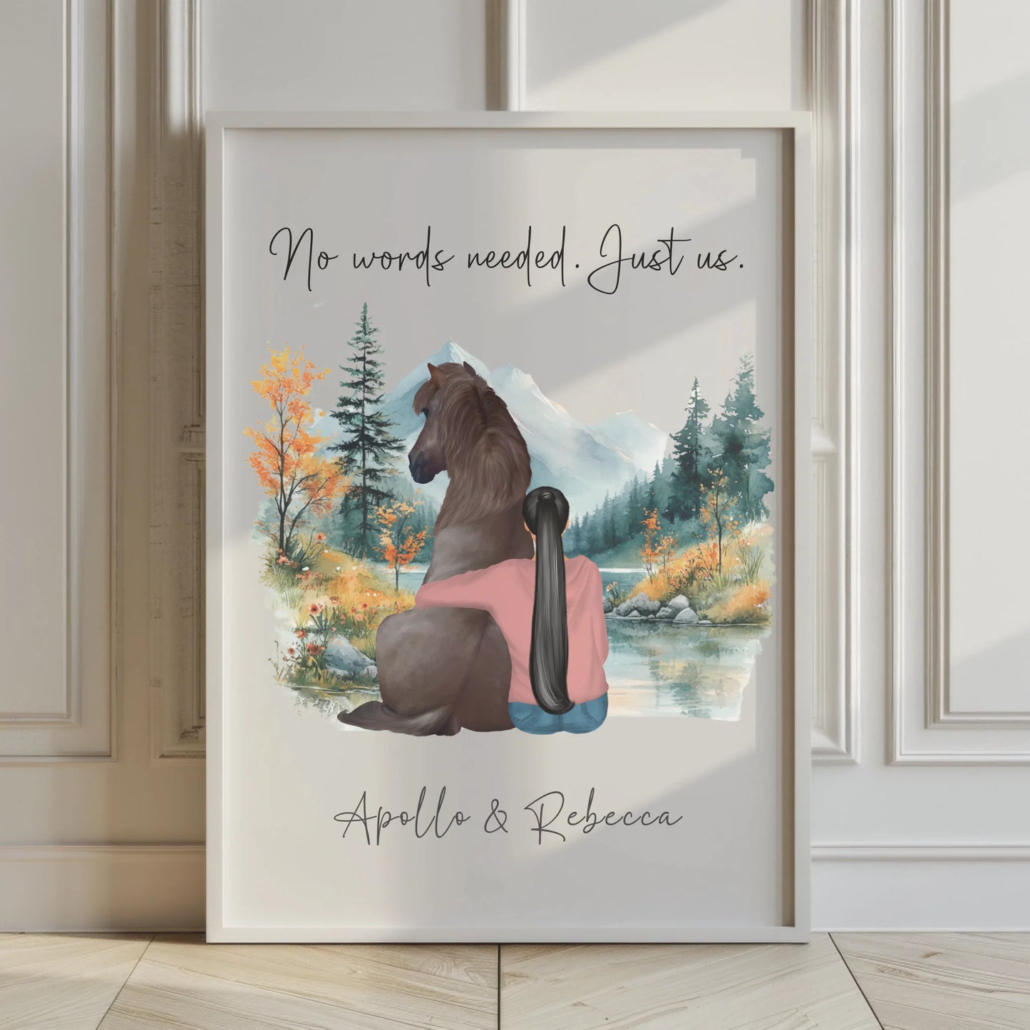 horse and owner quiet moment wall art
