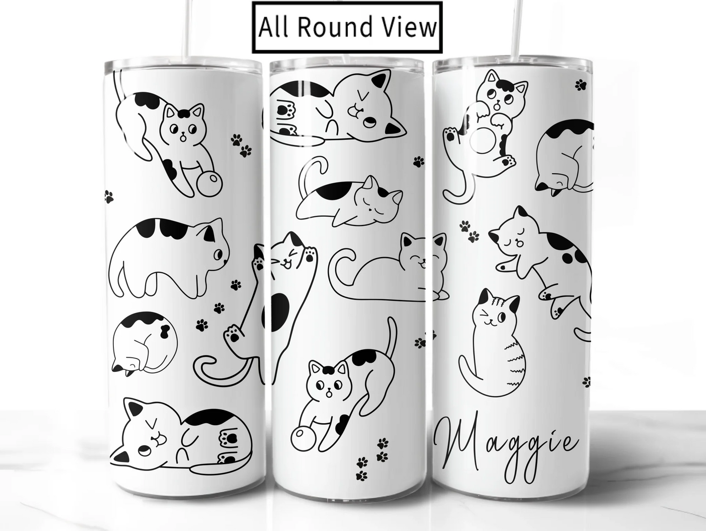 Insulated drink bottle cup for cat fans