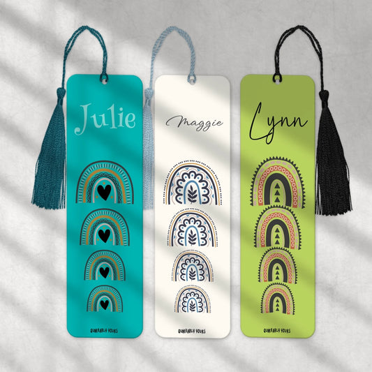 Rainbow design personalised bookmarks