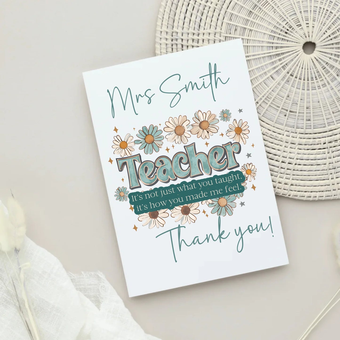Personalised pastel flower card for teacher