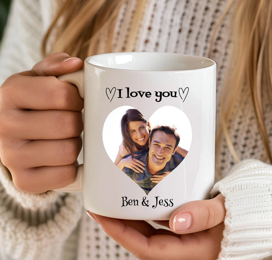 Mug with uploaded photo and love message