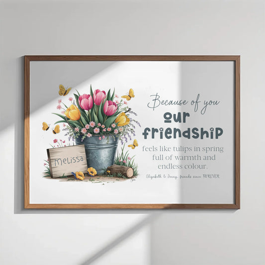 Floral friendship wall art with quote