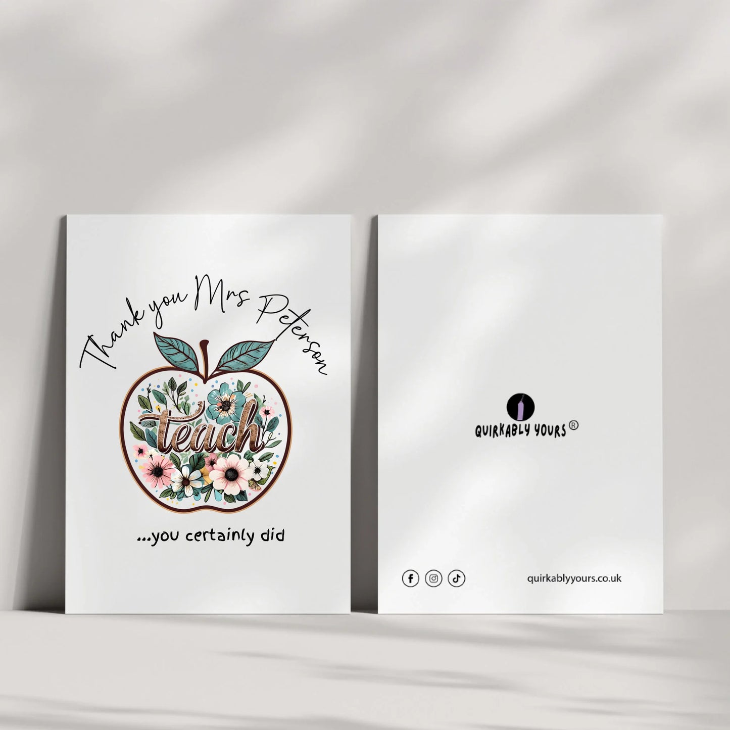 Floral apple design card for best teacher