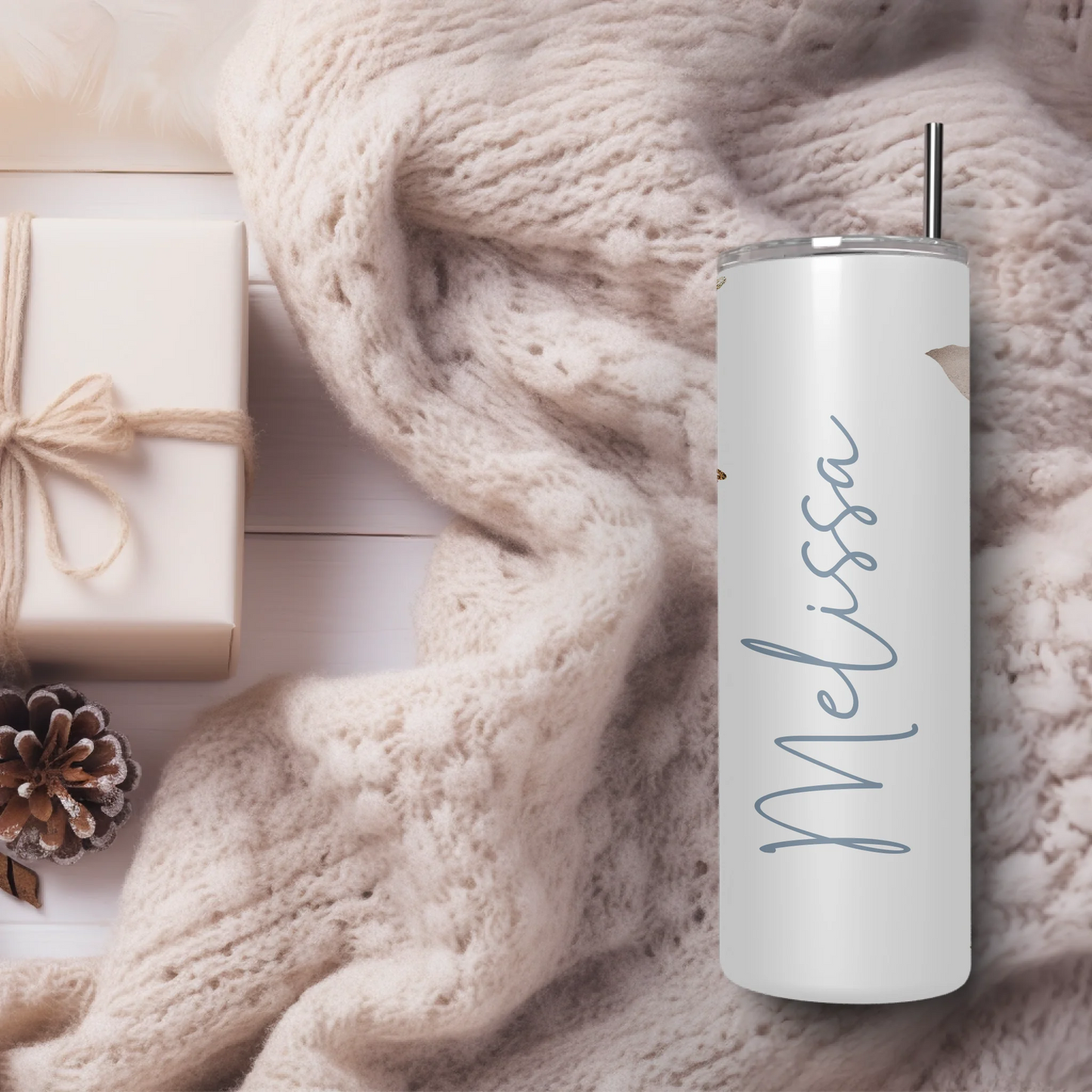 personalised thank you gift – floral travel cup