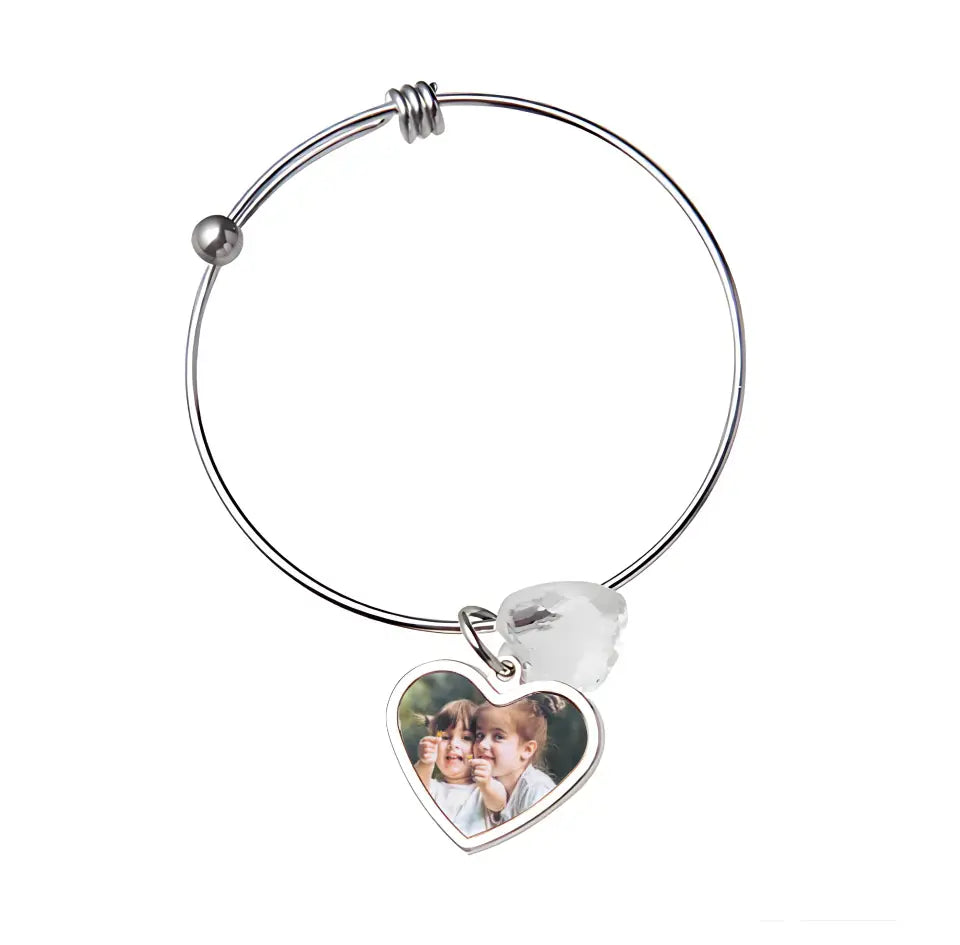 1Customisable Silver Bracelet with Heart Charm