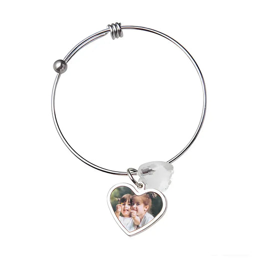 1Customisable Silver Bracelet with Heart Charm