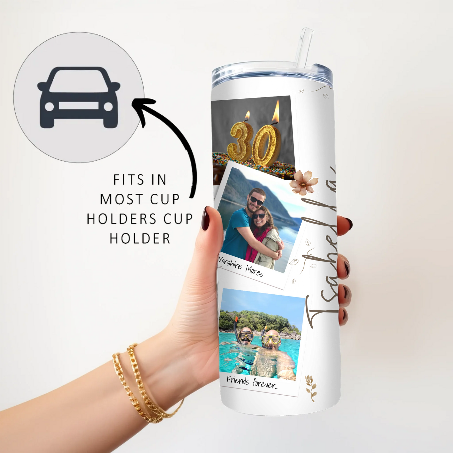 Personalised photo collage travel mug for birthday gift