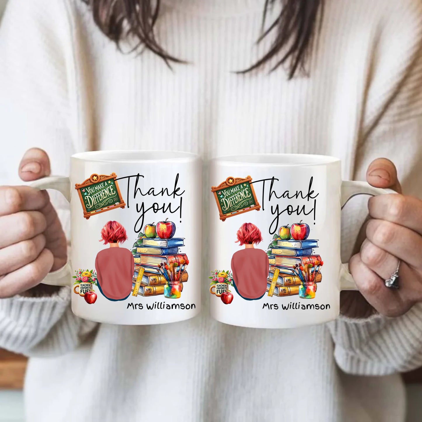 custom cartoon teacher mug UK