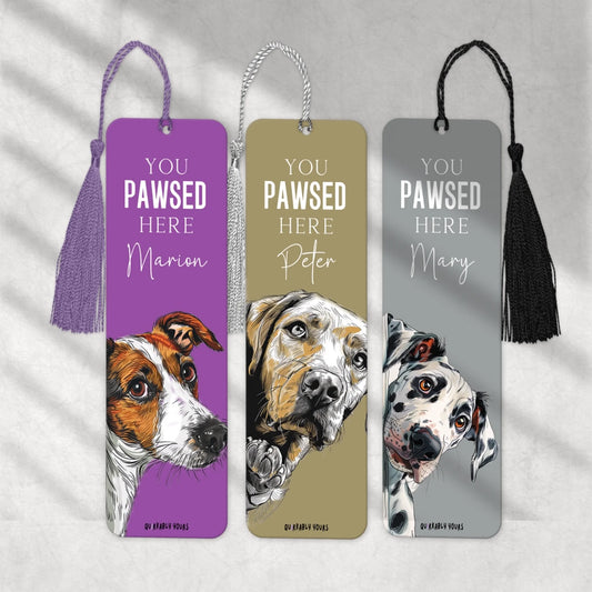 Unique personalised dog-themed bookmark for birthdays and stocking fillers