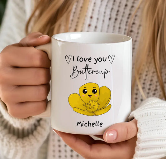 Custom romantic buttercup tea cup