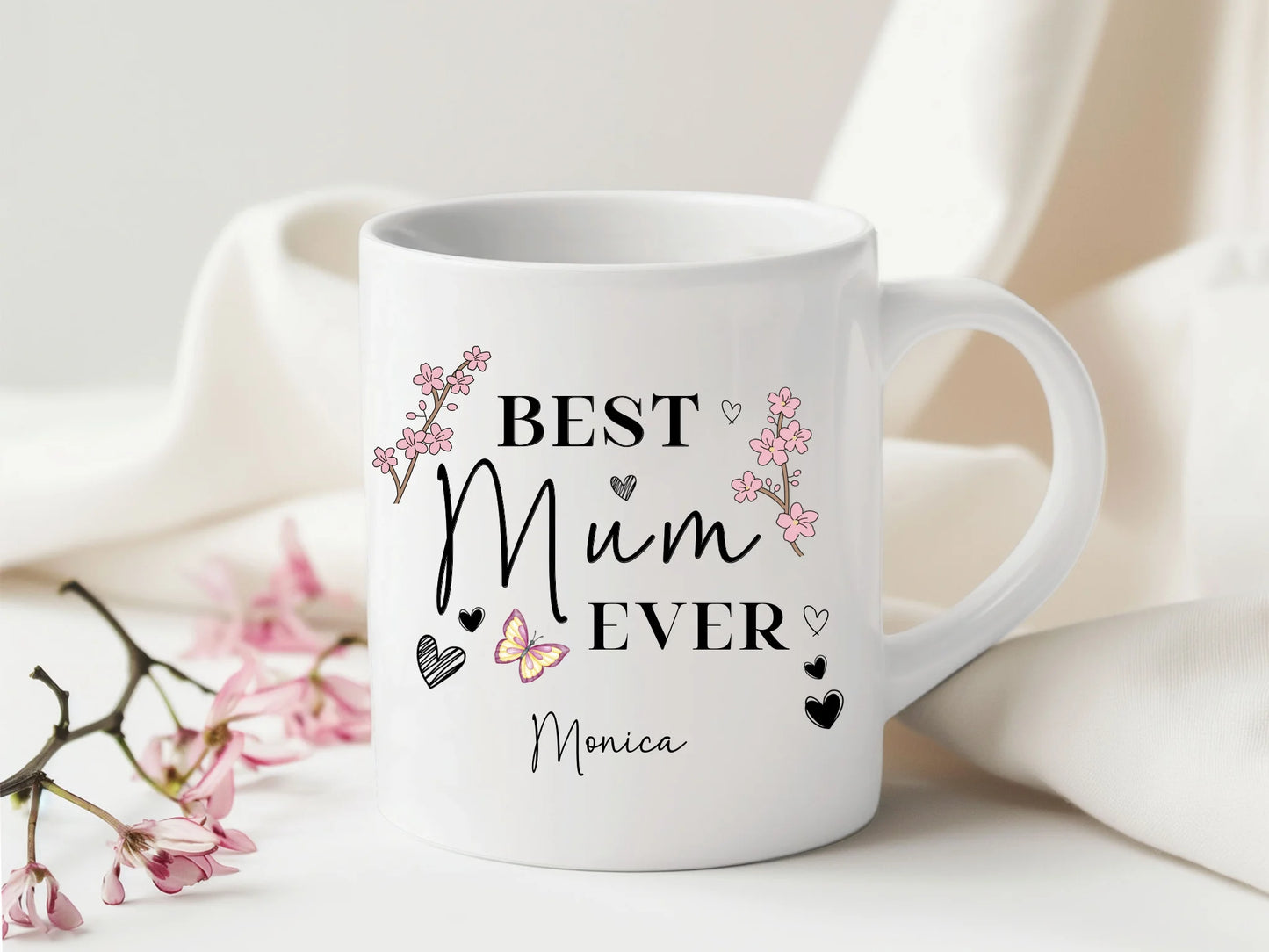 Mother’s Day Personalised Mug Pink Flowers