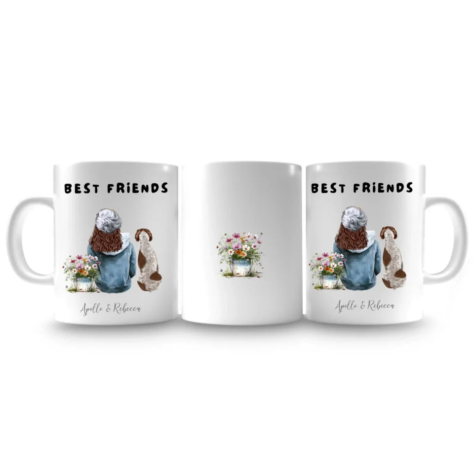 Cute lady and dog mug
