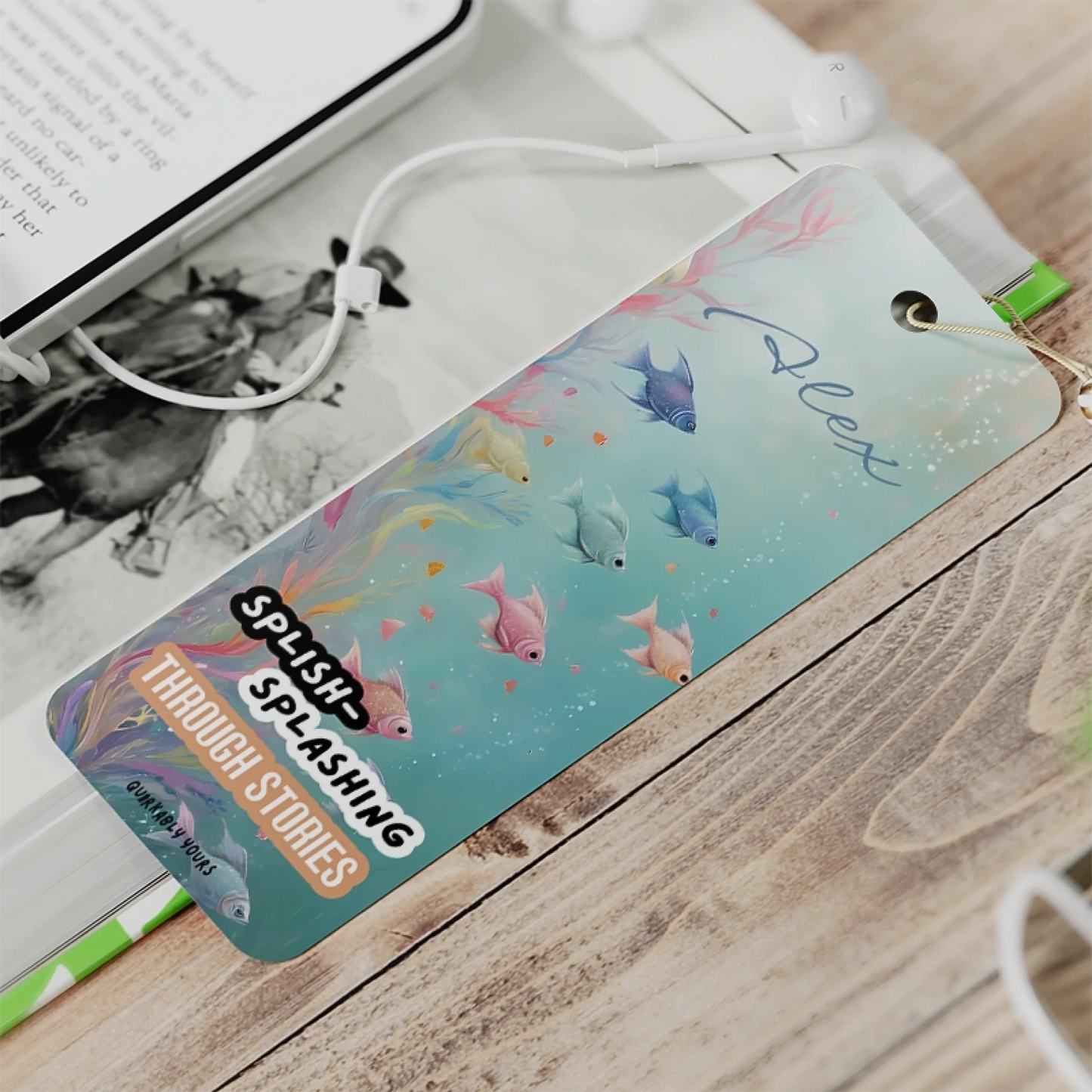 Reading gift for kids – personalised fish bookmark