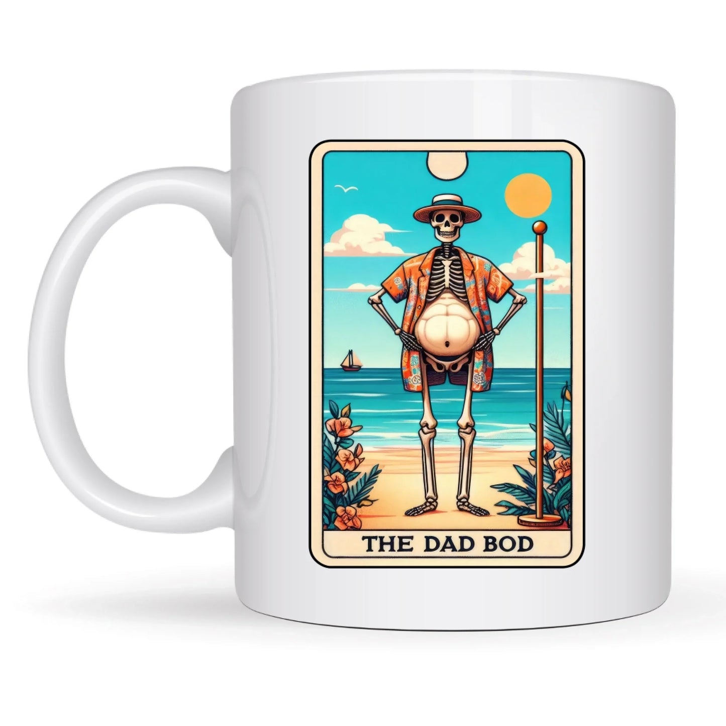 mug with Dad-themed tarot card