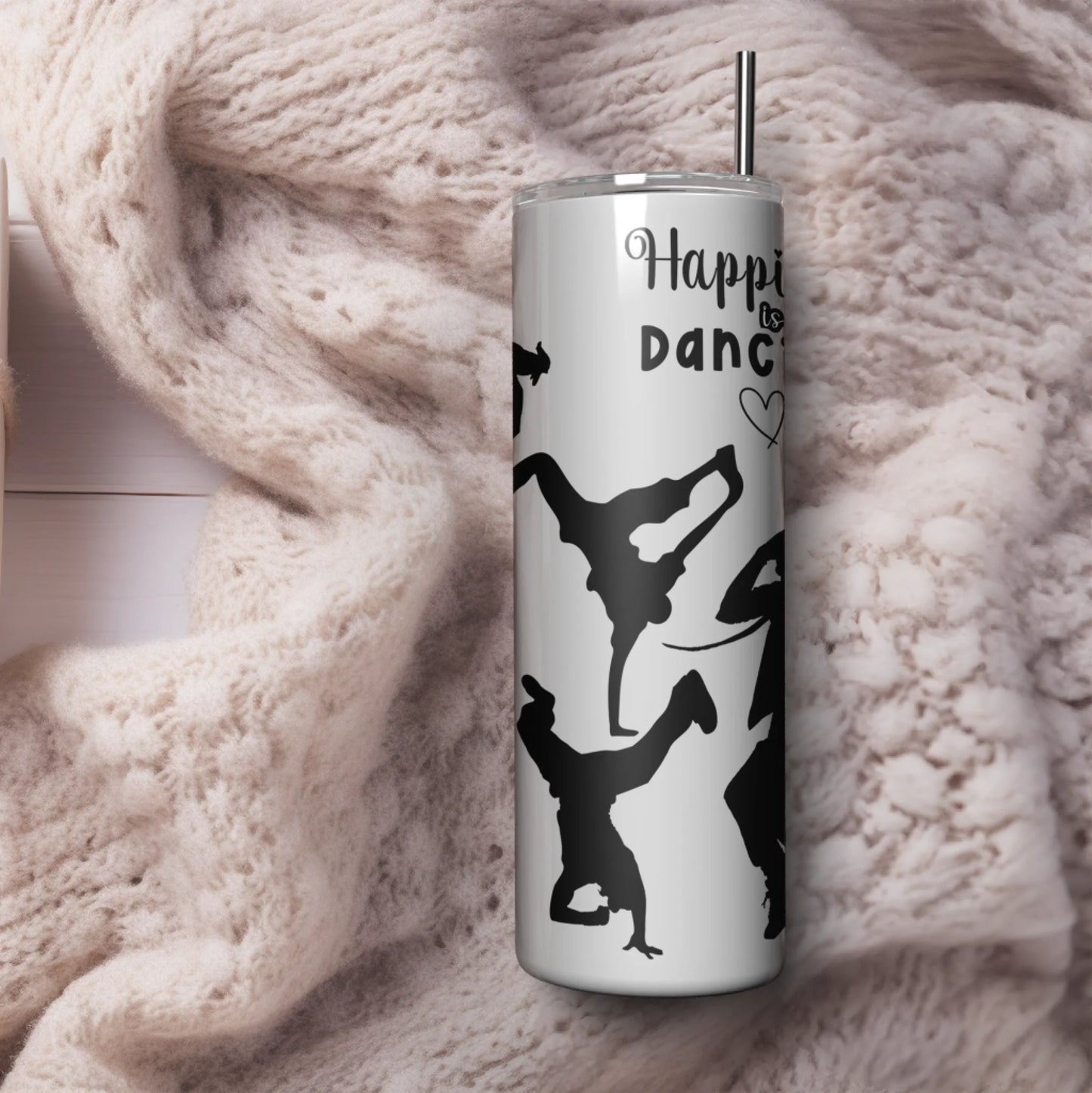 modern black and white dance tumbler