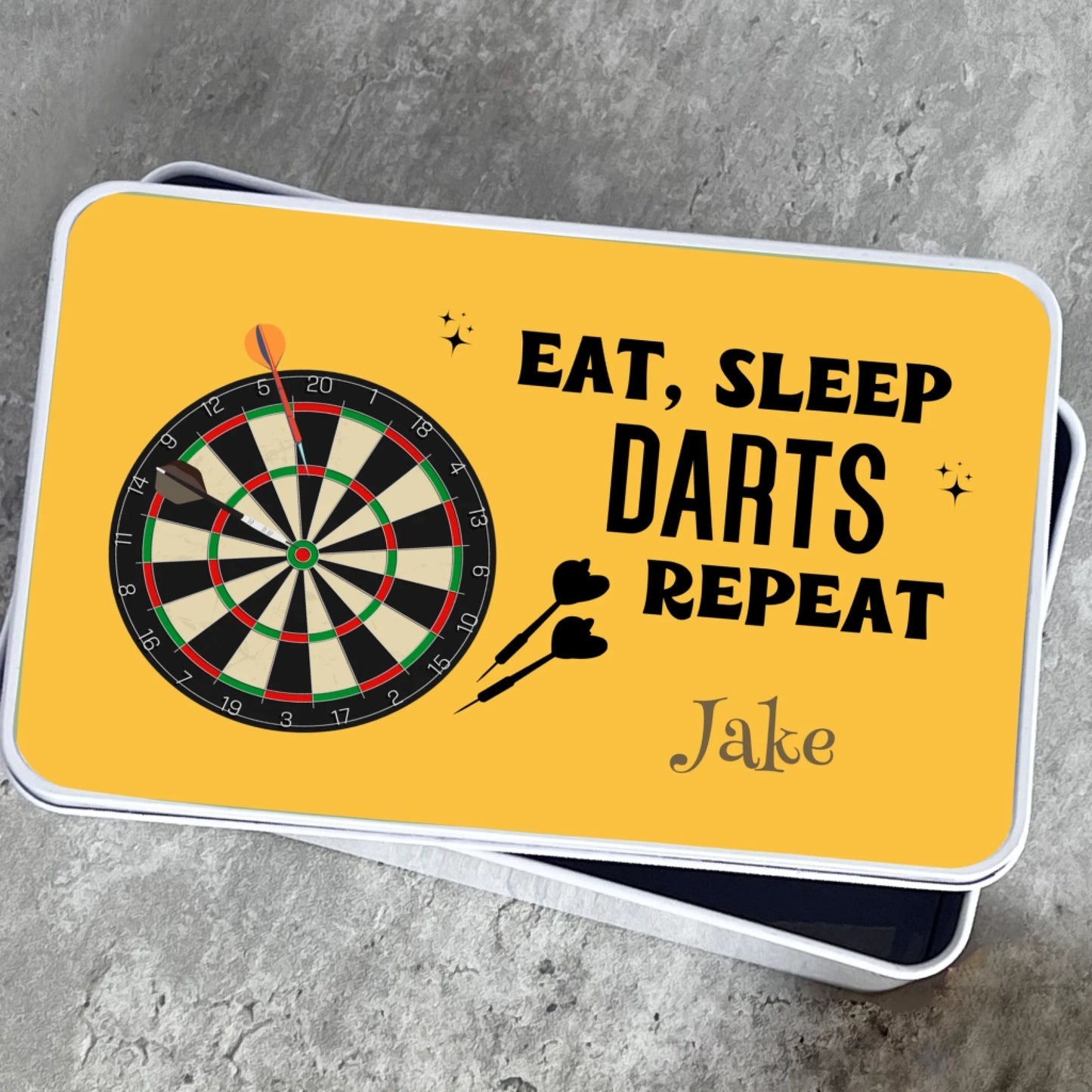 Darts tin with name and colour options