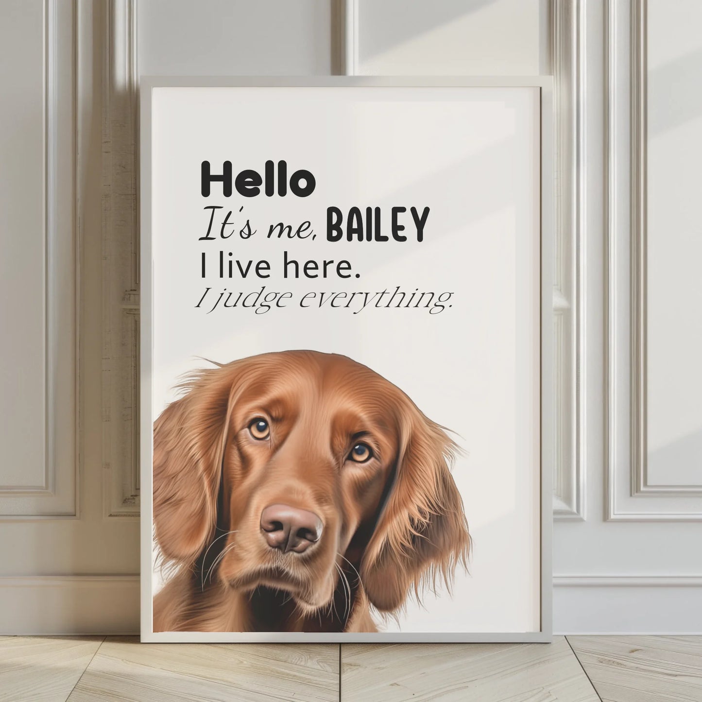 Pet print with peeking pup and name