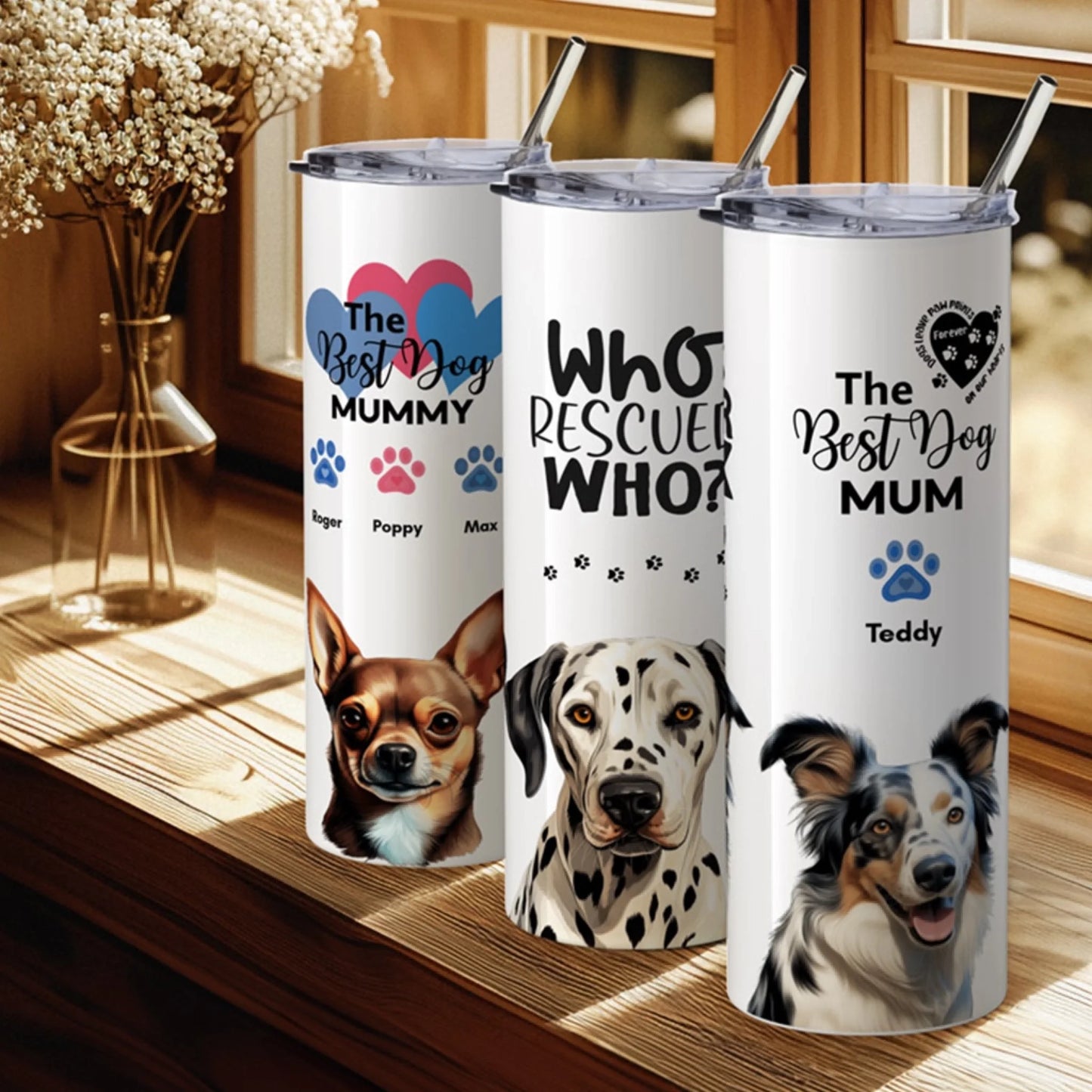 Dog owner insulated cup – personalised dog design