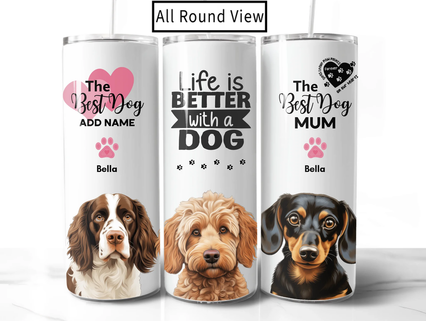 Dog owner insulated cup – personalised dog design