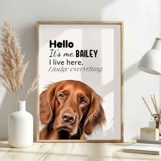 Custom dog art print with funny caption
