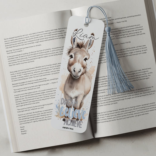motivational donkey bookmark with tassel