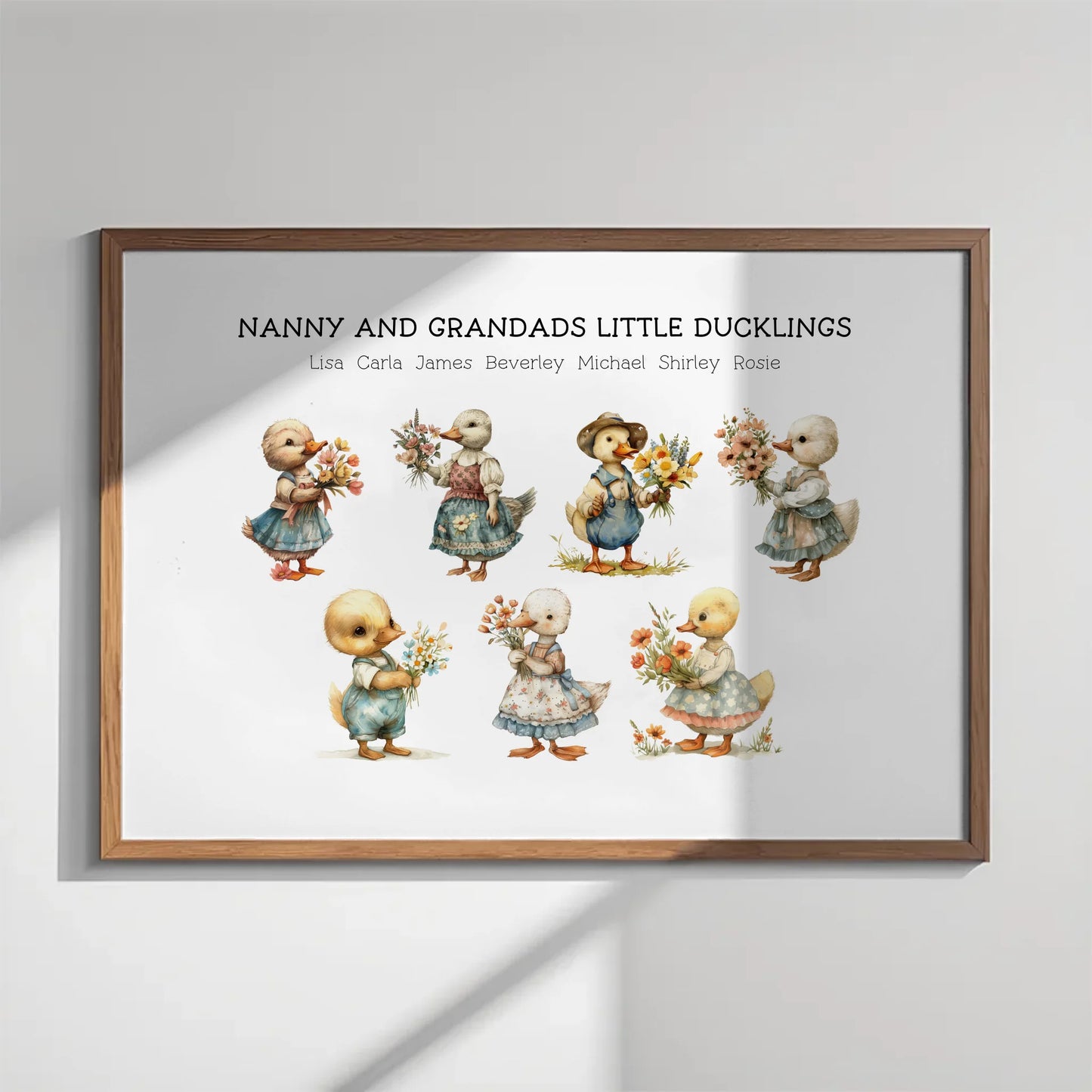 Grandchildren names duck art for nanny or mum