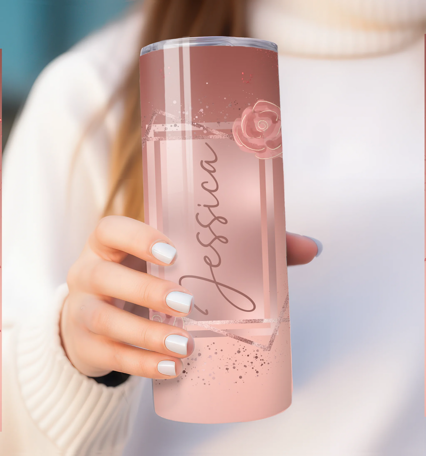 sparkly custom name drinkware