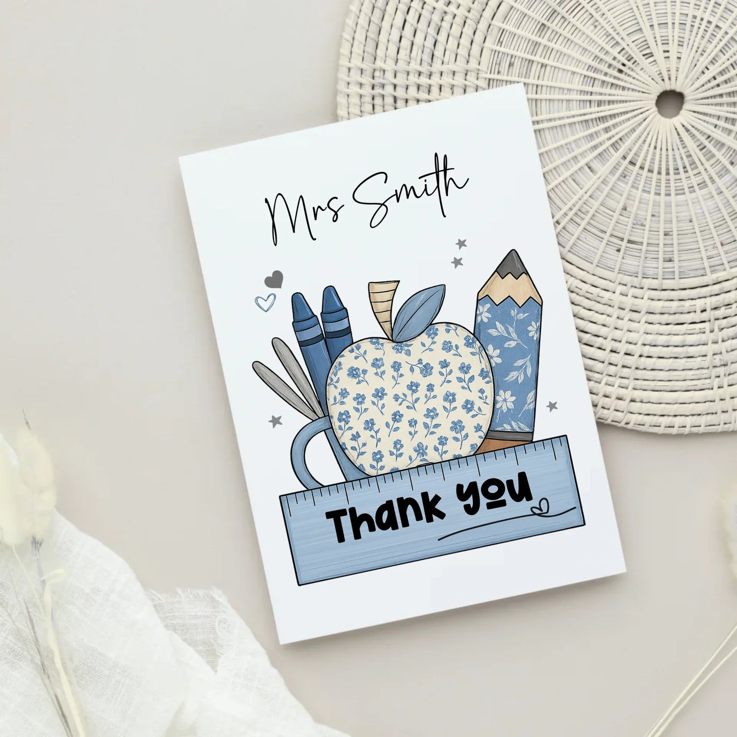 End of term teacher thank you card message option