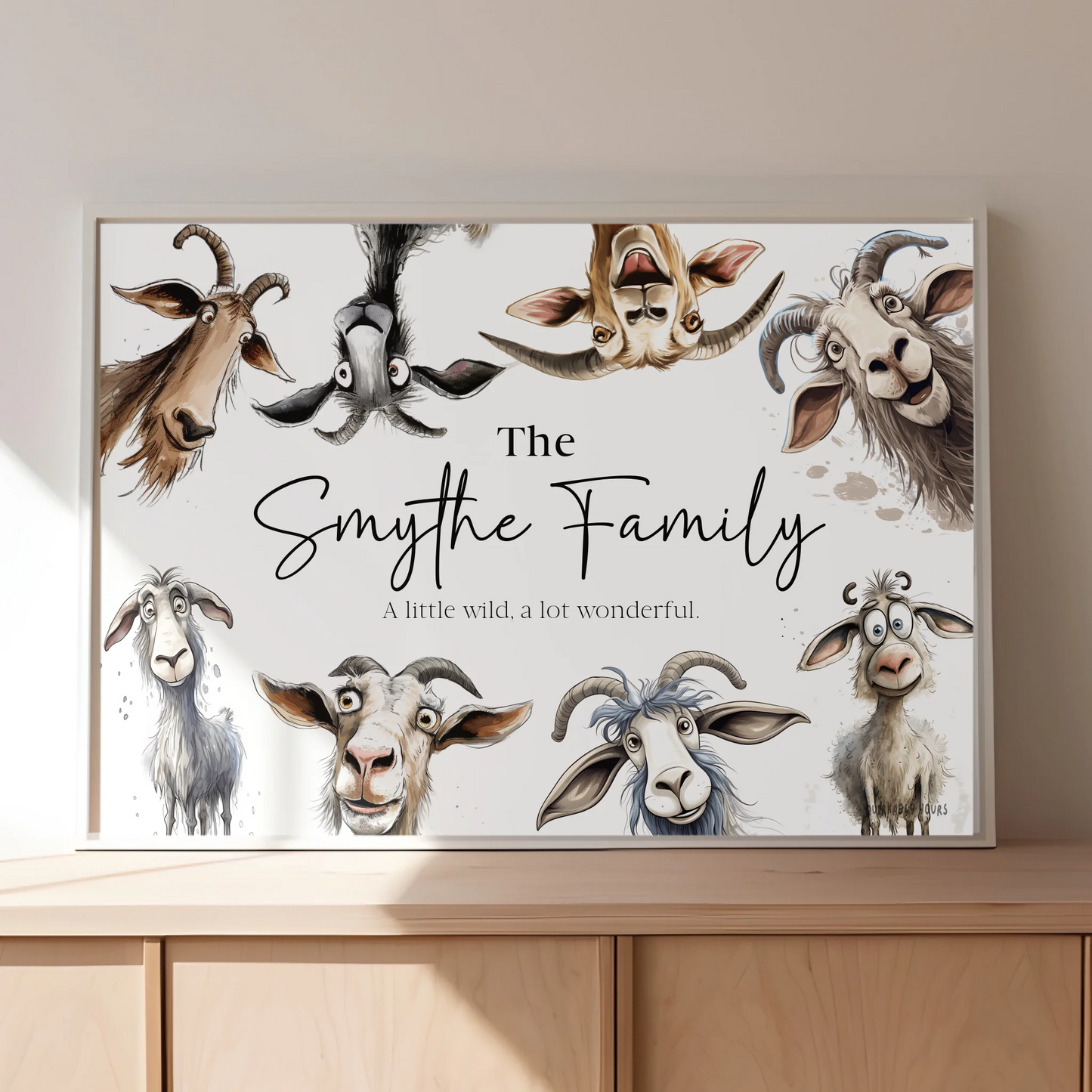 Personalised goat print for birthdays or Christmas