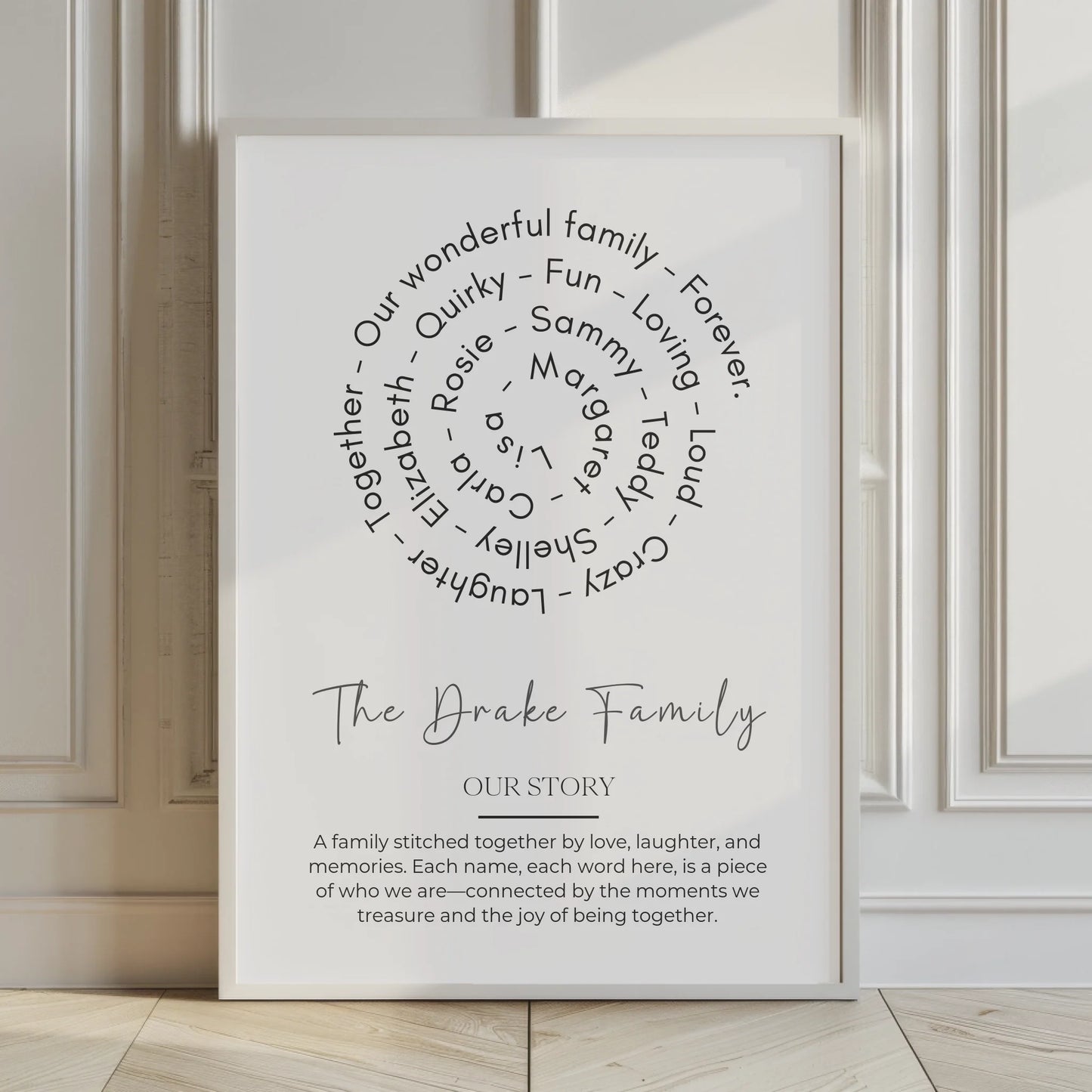Thoughtful anniversary gift – spiral family print