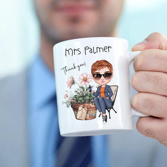 Custom cartoon mug for end of term or farewell gift