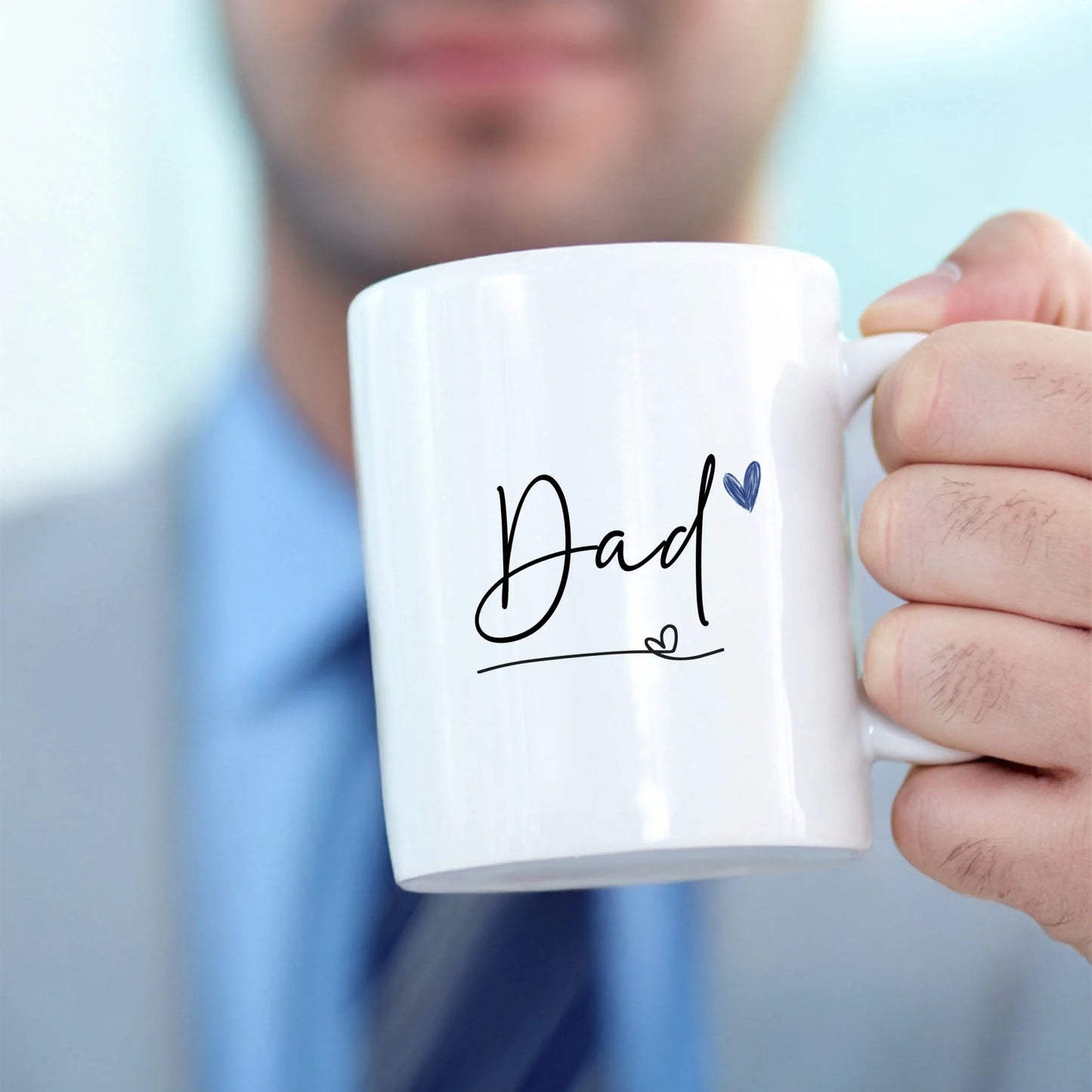 dad gift mug with name and heart