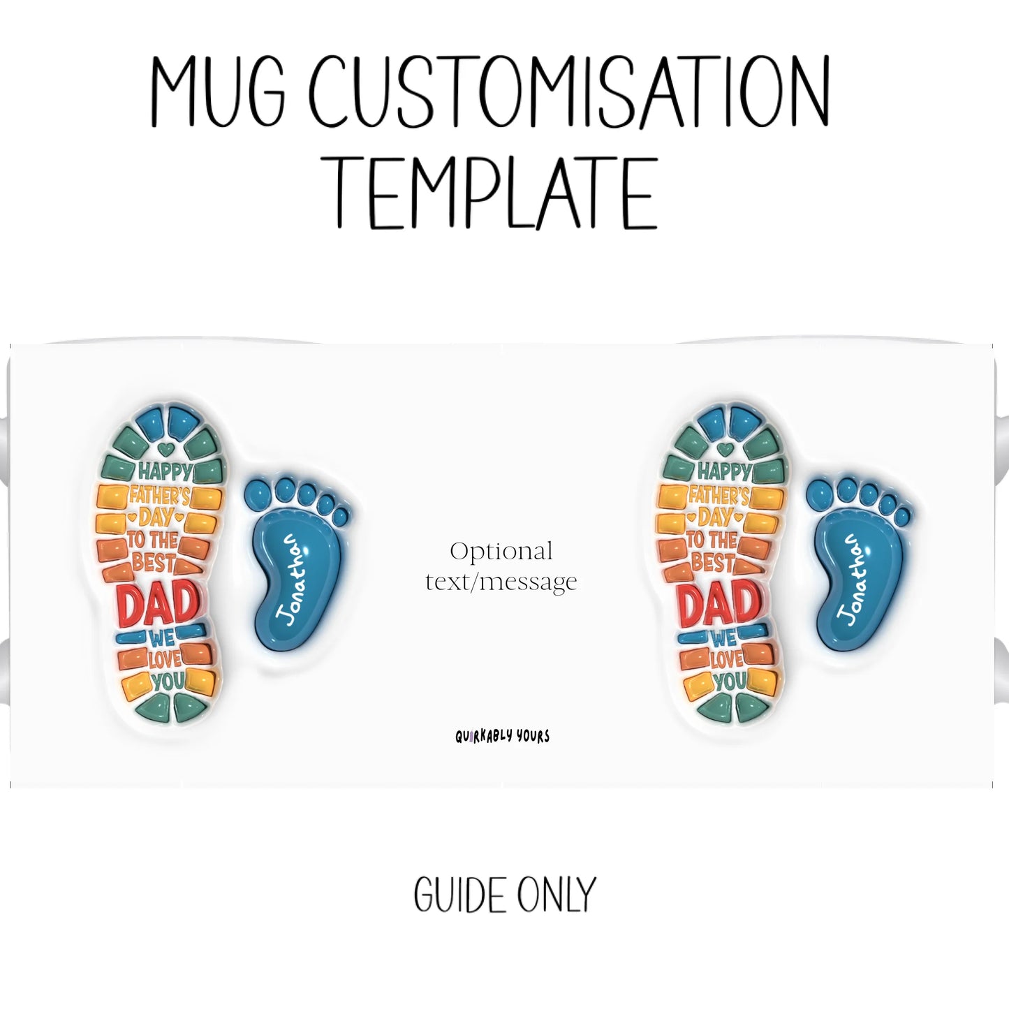 Mug Customisation template Custom dad mug with named footprints