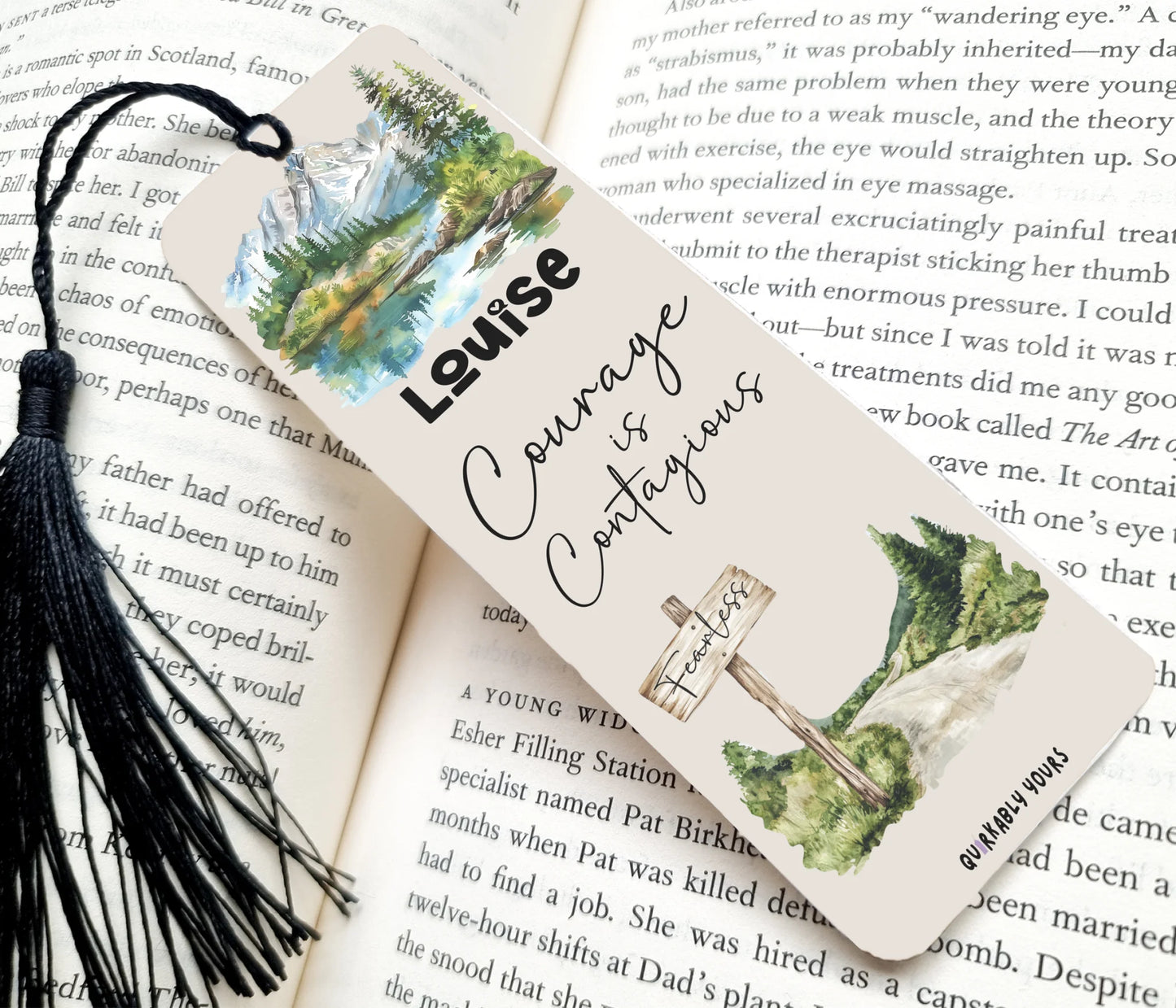 personalised fearless quote bookmark