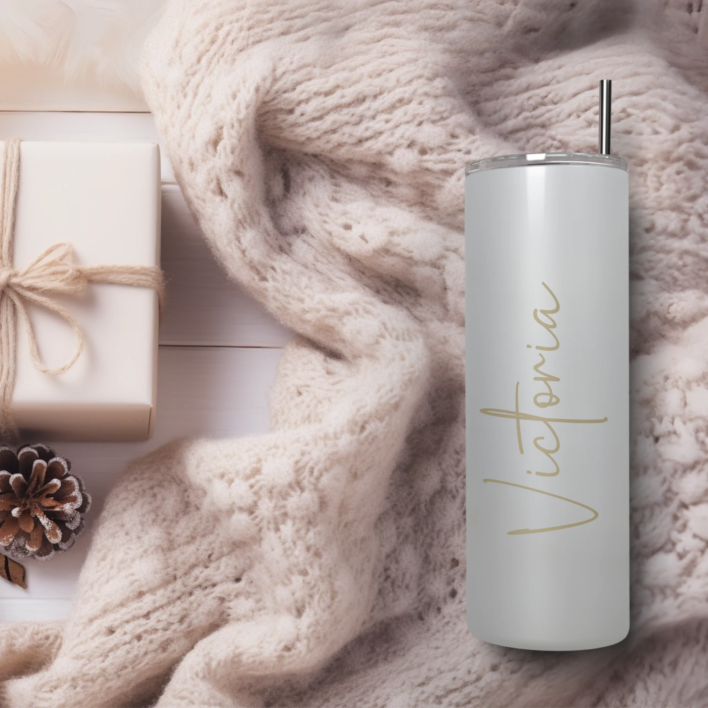 name on tumbler floral gift