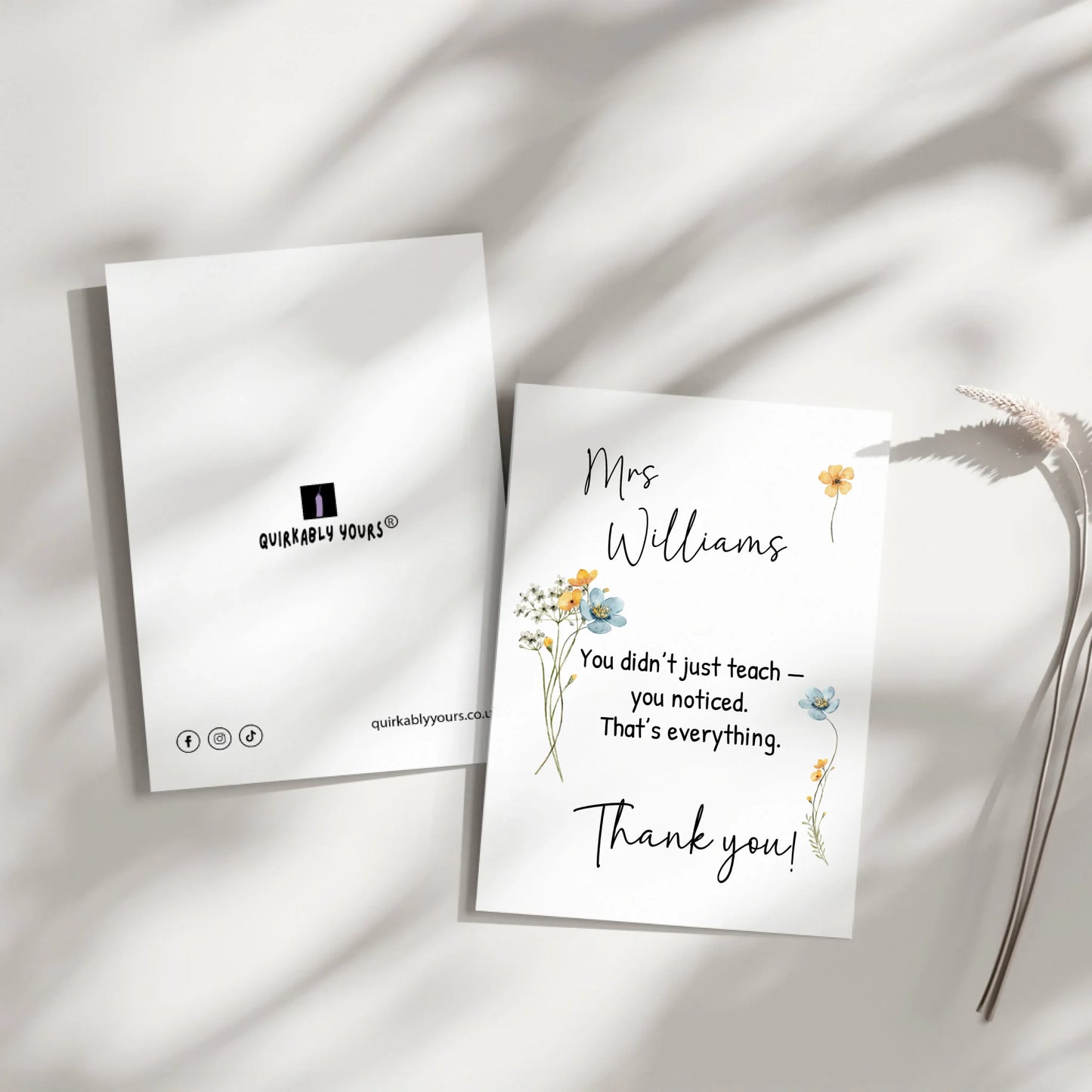 Personalised floral greeting card for amazing teacher