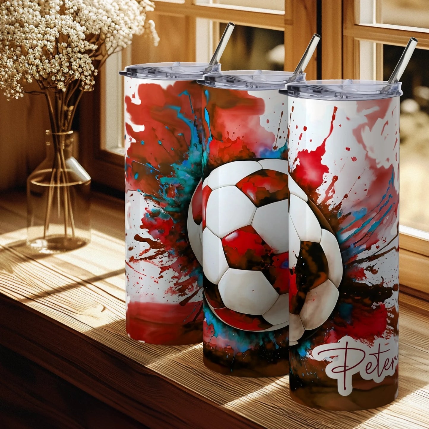 Personalised footballer tumbler – perfect for birthdays