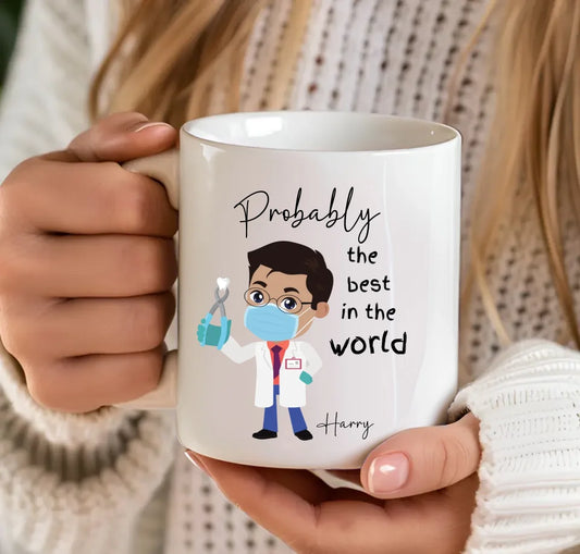 Personalised male dentist mug with name