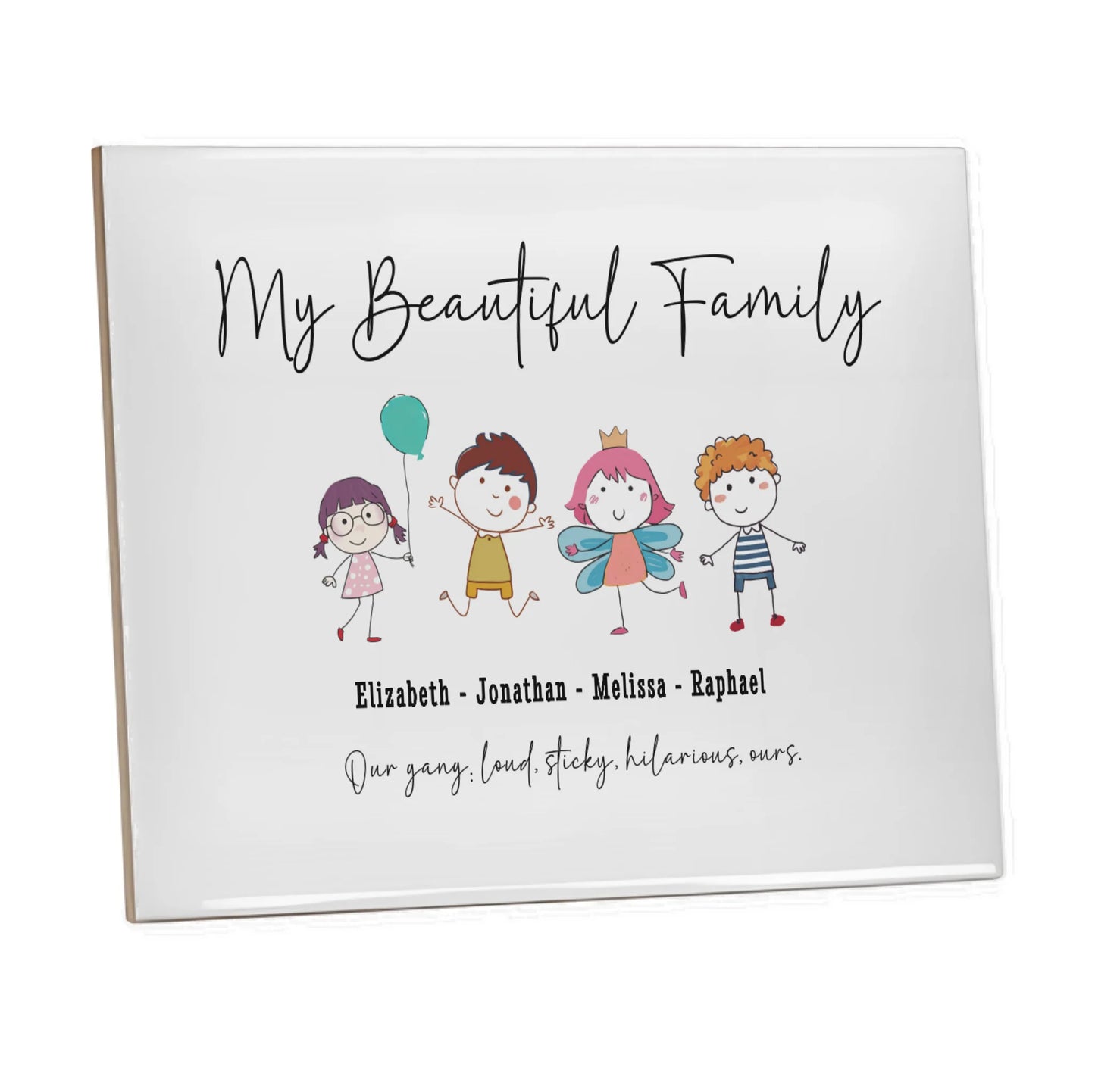 Funny family ceramic tile art with personalised quotes