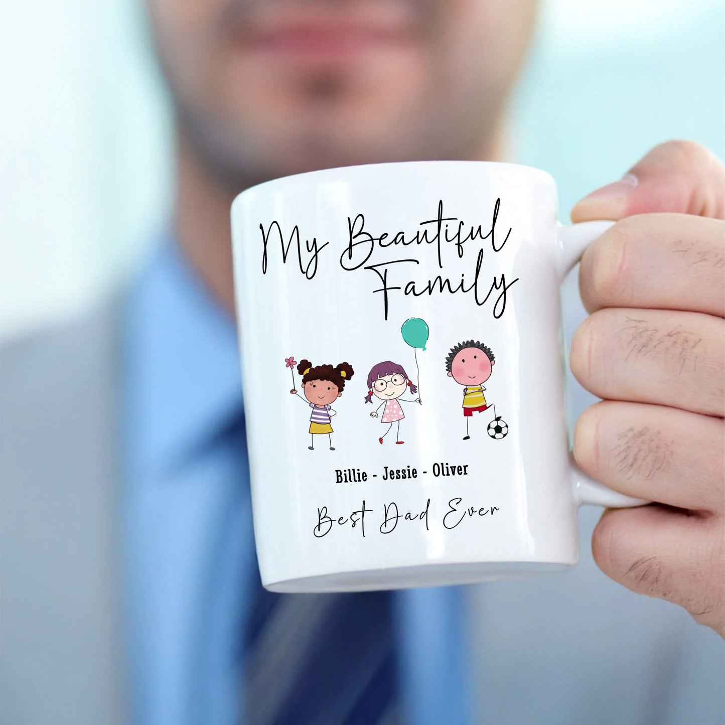 Personalised family mug with stick characters