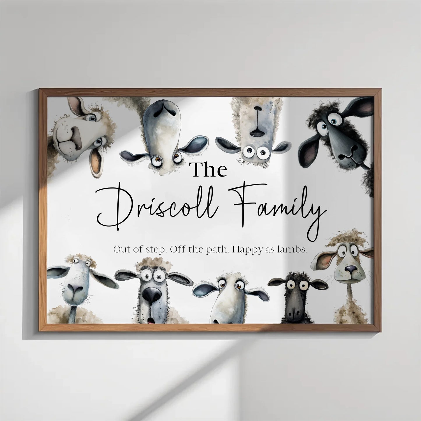 Customisable sheep family wall decor UK