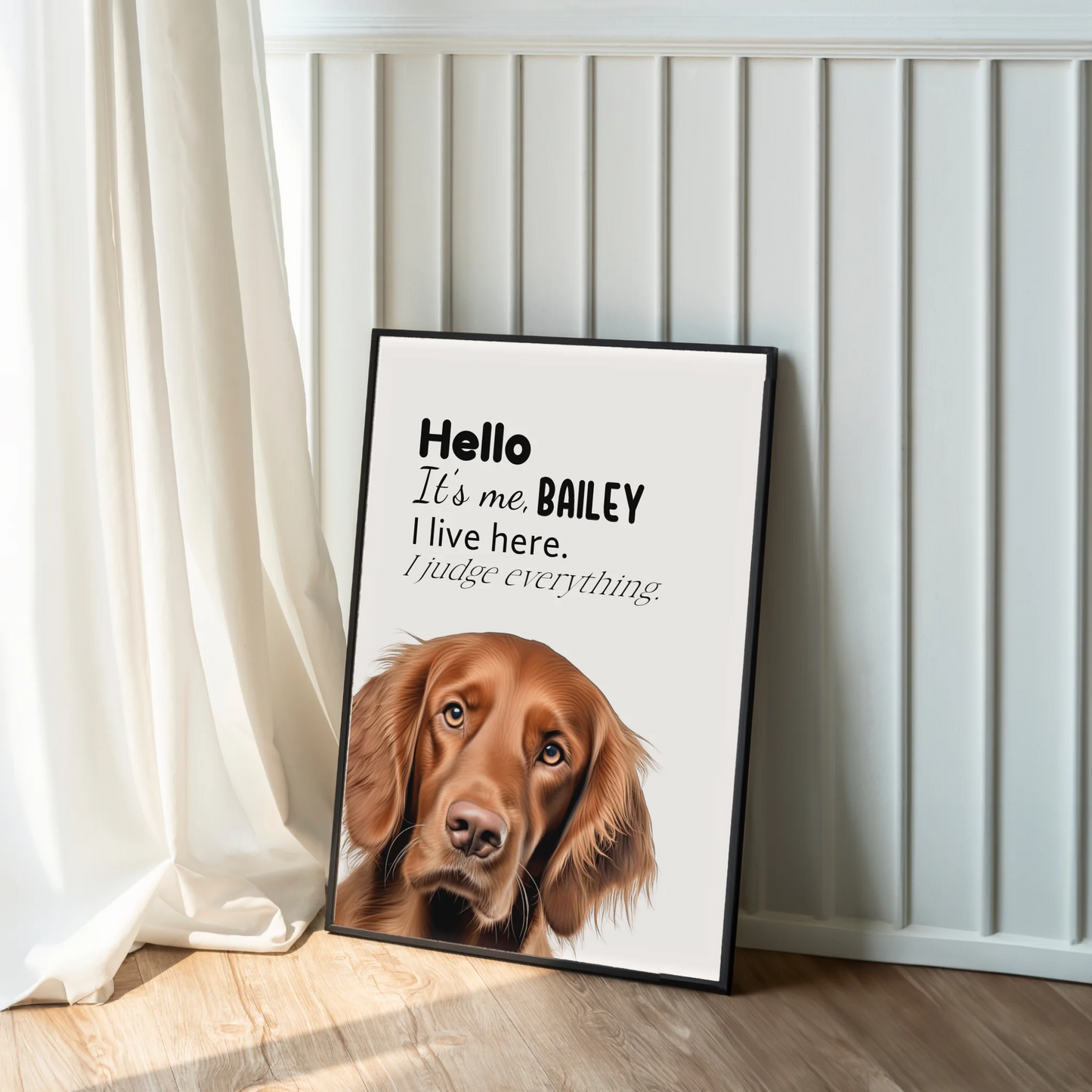 Peeking dog cat print with custom background colour