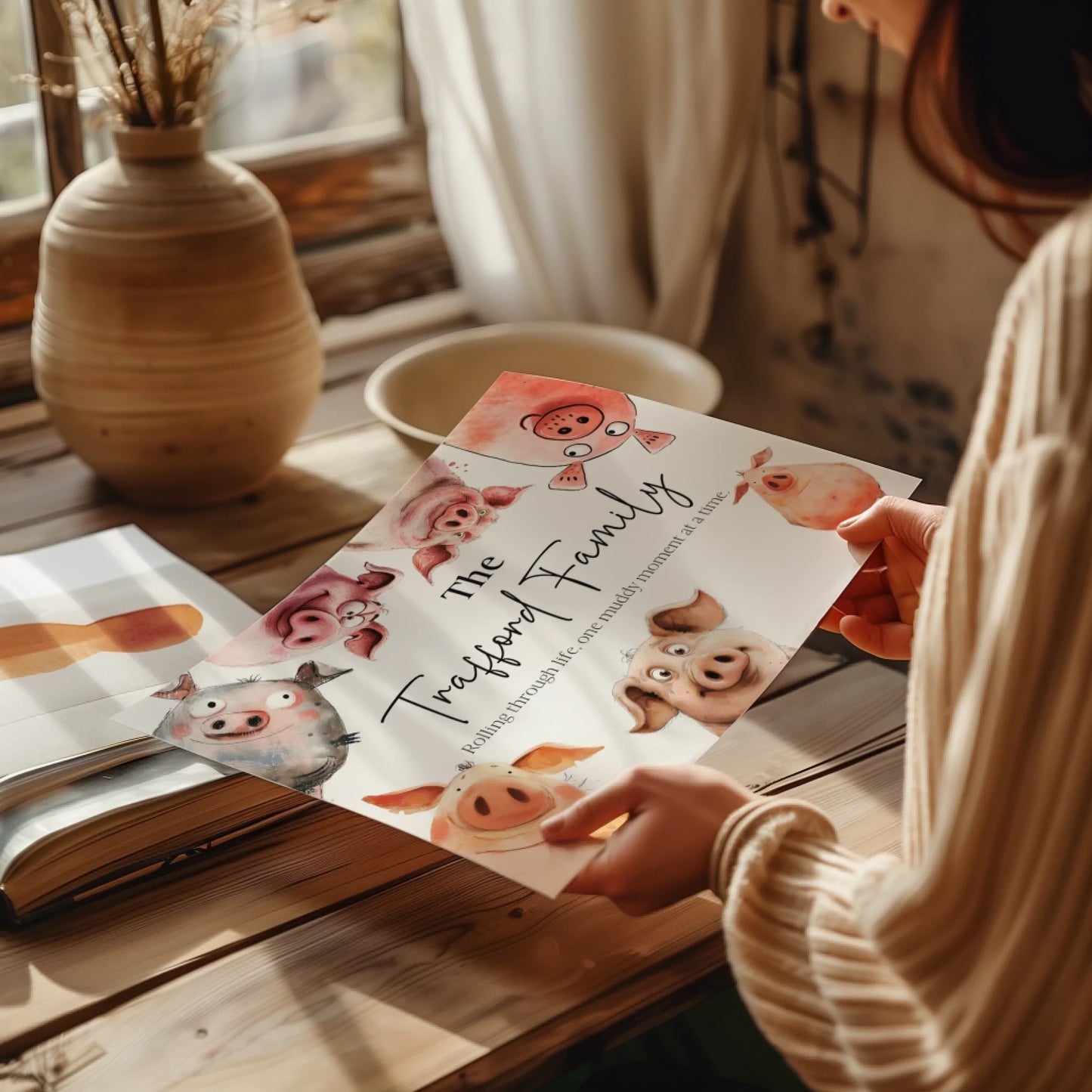 funny animal print with pigs