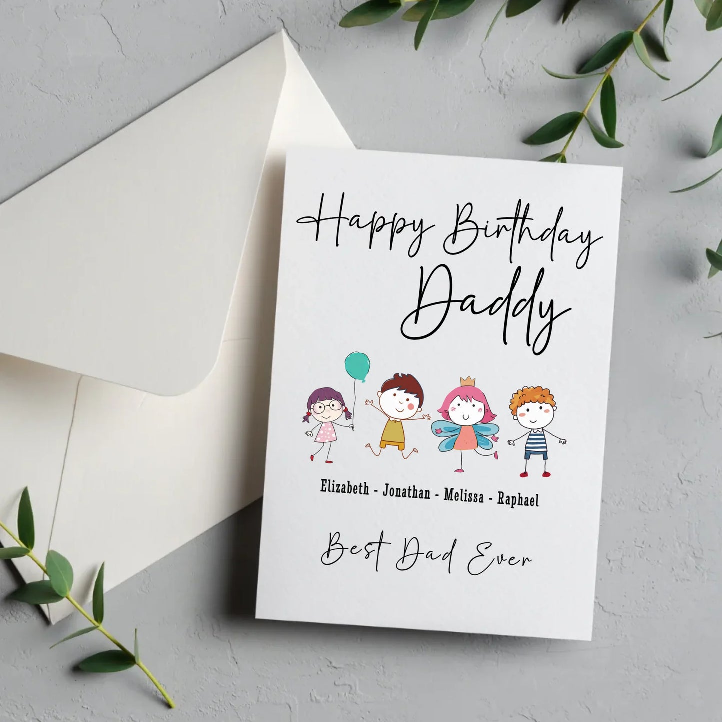 Greeting card personalised family with kids