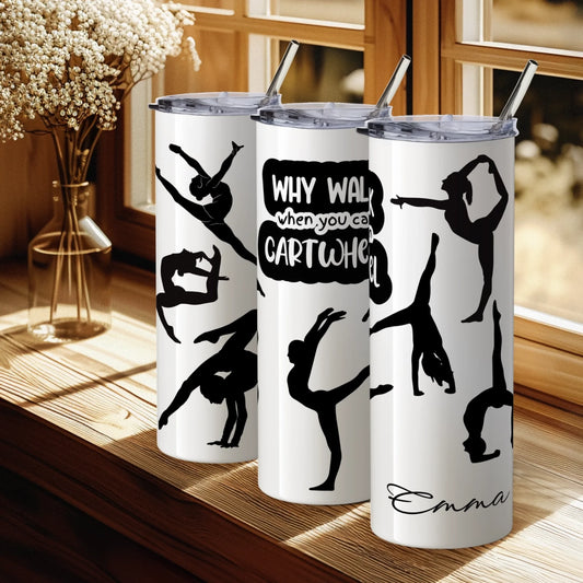 Gymnastics tumbler with name – gift for cheerleaders